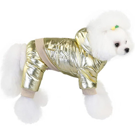 Теплий зимовий одяг для собак: теплий комбінезон для собак з бавовни, теплий одяг для маленьких собак та котів, золотий колір