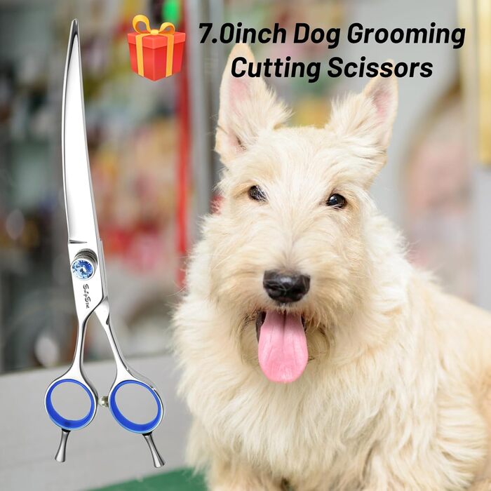 Професійна ножиця для грумінгу собак та котів, 7 дюймів, 30° нахил, сталь VG10, безпечна тупа накінечник