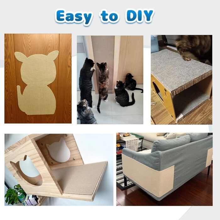 Килимок для котів з клейкою основою, когтеточка, когтедерма для стін, килимок для дряпання, захист меблів від котів (Бежевий, 60x100 см)