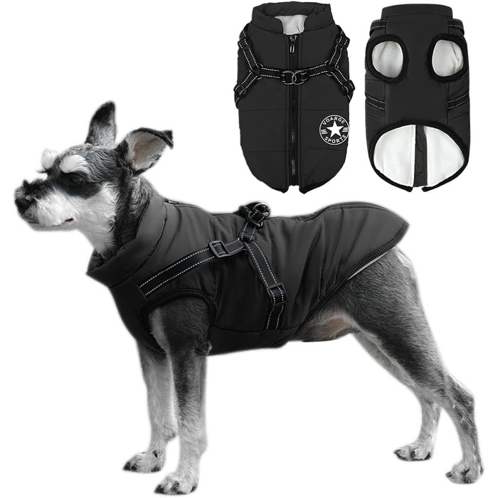 Зимовий жилет для собак, водонепроникний, з D-кільцем (зелений, XL/чорний, 4XL)