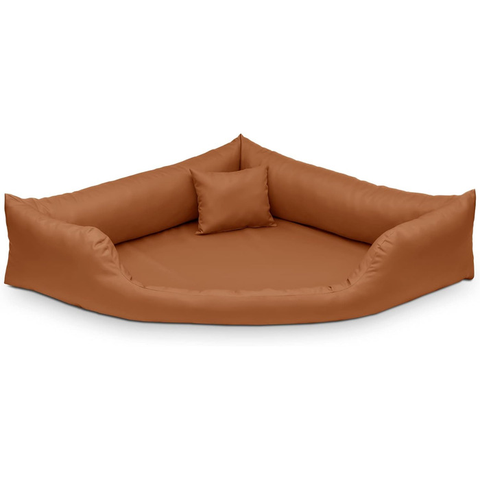 Килимок для собак Juelle з штучної шкіри, кутовий, для середніх та великих собак, м'який, диван-лежанка Gabi M-XXL (80x80 см, L - 100x100x22 см, карамель)