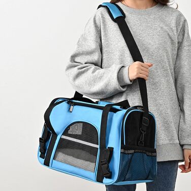 Трансформер для котів та собак – сумка-переноска на плечі | Компактна переноска для тварин, легка, міцна, зручна, з вентиляцією, для прогулянок, для цуценят, практична (Блакитна)