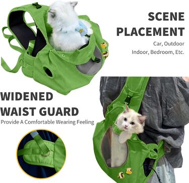 PETCUTE Сумка-переноска для собак та цуценят, регульована, дихаюча, для прогулянок та активностей на свіжому повітрі (Зелена)