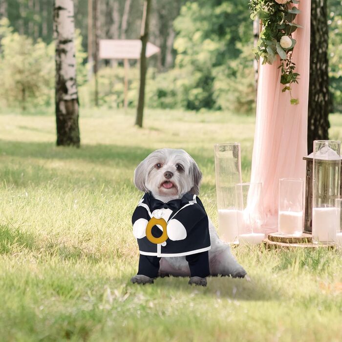 Костюм для собаки, нареченого, чорний/білий, розмір Small
