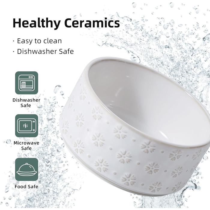 Керамічна годівниця та миска для води Havniva для собак маленьких порід, 15,5 см, 800 мл, арктично-білий колір