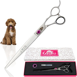 Ножиці для грумінгу собак Kenchii для лівшів, 20.3 см, вигнуті, Love Collection, професійні ножиці для догляду за тваринами, 8' Curve Lefty (9.0' Straight)