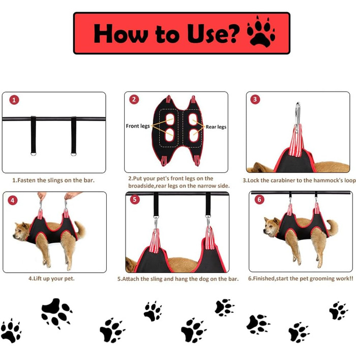 Набір для догляду за собаками 10-в-1: гамак, гребінець, триммер для нігтів, кріплення для машинки для стрижки, міцний, для грумінгу та купання собак (L/M/S) (L)