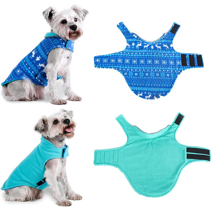 Флісовий теплий жилет для собак ABRRLO, світловідбиваючий, для маленьких та середніх собак, реверсивний, синій, XXL