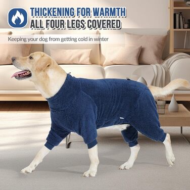 Теплий зимовий костюм для собак SlowTon: флісовий комбінезон-одяг для маленьких та середніх собак, XXXL, блакитний