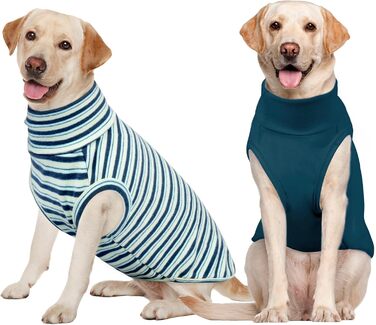 Пуловер для собак Kuoser, 2 шт., XS, флісова жилетка, теплий одяг для маленьких собак, темно-синій та смугастий, XS