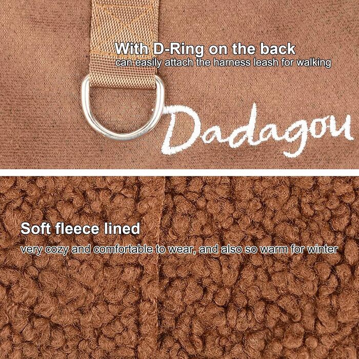Зунеа Зимовий теплий одяг для собак - тепла куртка для маленьких собак, флісова жилетка для цуценят, теплий одяг для чихуахуа та йоркширських тер'єрів (L, коричневий)