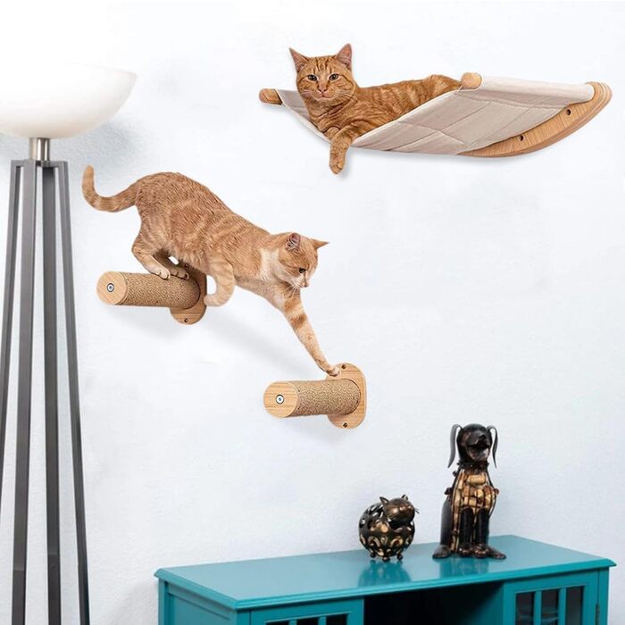 Крісло-гамак для котів на стіну, міцне, до 35 кг, білий, 61*40*15 см