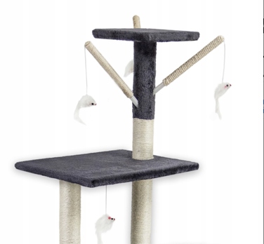 Високий кігтеточка-комплекс для котів Pet HOBBY, сірий, 5 рівнів, 140 см