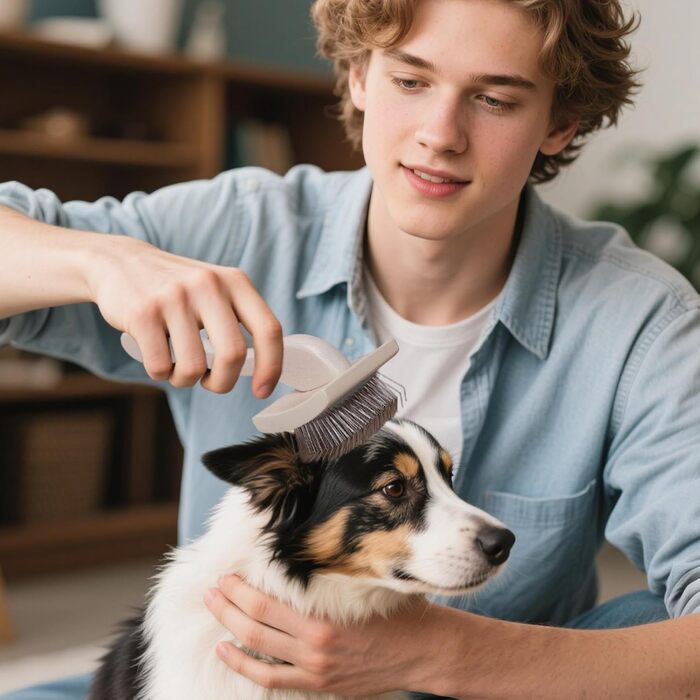 Щітка для догляду за шерстю домашніх тварин: для котів та собак, видаляє відмерле волосся, гребінець з дерев'яною ручкою, підходить для собак з довгою, короткою, маленькою, середньою та великою породою