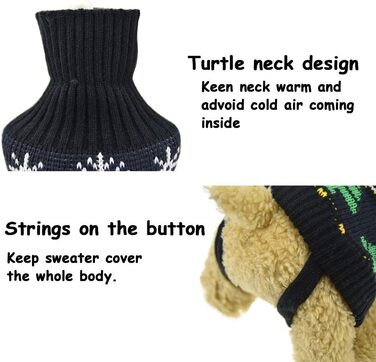 Теплий зимовий светр для собак на Новий рік з оленем, чорного кольору, розмір S (обхват грудей 34,8 см), для дрібних та середніх порід (Даксель)