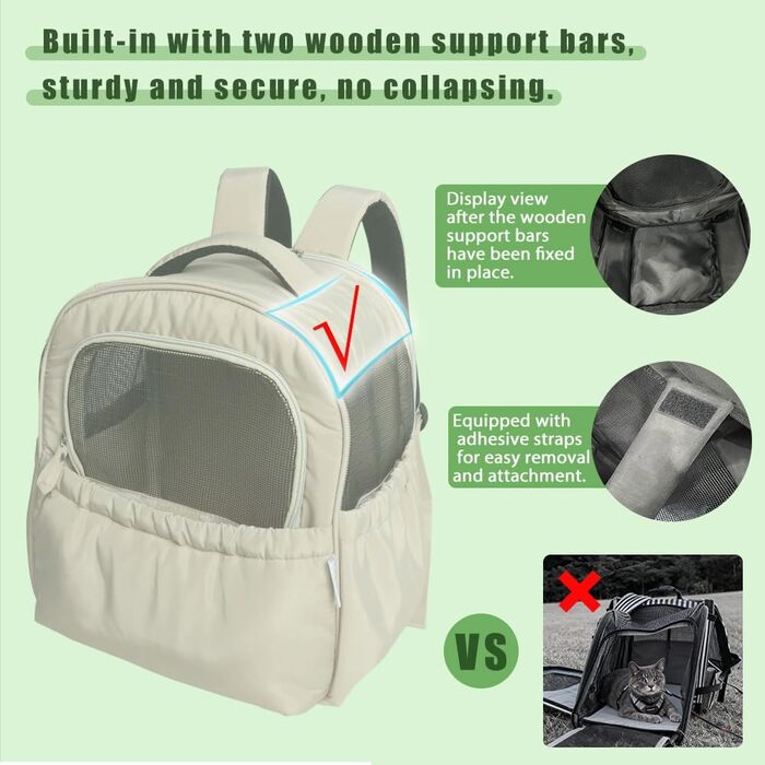 Розширювана переносна коробка для котів – складана переноска для котів та маленьких собак до 6 кг, легка переноска та сумка для собак, дихаюча та компактна переноска, світло-сіра (бежева)