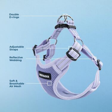 Шлейка для собак Voyager регульована з світловідбиваючими смугами Best Pet Supplies - міцна жилетка для повного тіла без натягу з кільцем для повідка D-подібної форми, дихаюча, Рожева, розмір XS (Обхват грудей: 13 - 16')
