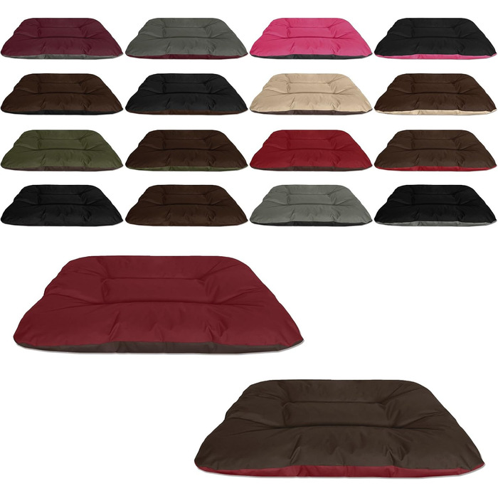 Кругле лежанка для собак BedDog® REX, велика, Бордо-сірий, 120x100x14 см, з можливістю перевертання, для дому та вулиці, SULTAN (червоний/коричневий)