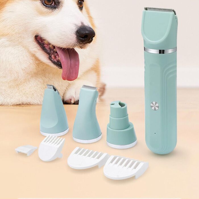 Набір для грумінгу собак HEEPDD: 4-в-1, LCD-дисплей, акумулятор, бездротовий, тихий, для стрижки шерсті та підпилювання кігтів (зелений)