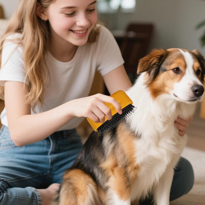 Щітка для собак від випадання шерсті, гребінець для котів, аксесуари для догляду за тваринами з довгою шерстю, цуценята, кошенята, щоденний догляд вдома та на вулиці, професійний жовтий