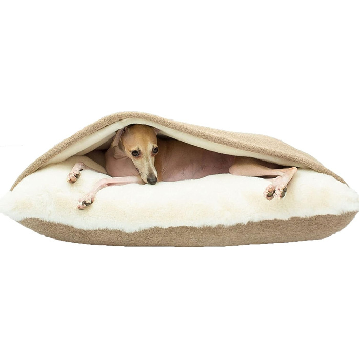 Ортопедичне ліжко-будка для собак з підстилкою, 75x60x23 см, Хакі