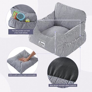 Автокрісло для собак Petpela з безпечним ременем, м'яке, водонепроникне, антиковзаюче, сіре (Джинсовий синій)