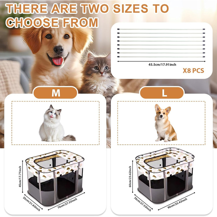 Клітка-забіг для цуценят, переносна огорожа для тварин, сірий колір, розмір M