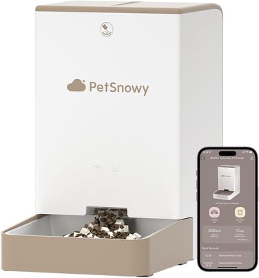 Автоматична годівниця для котів і собак Snow+ 4 л з Wi-Fi, керування через додаток, подвійне живлення, 3 рівня збереження свіжості, 1–10 порцій на день