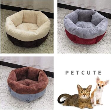 PETCUTE Ліжко для собак і котів, кругле, м'яке, пране, лежанка для домашніх тварин