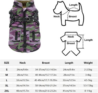 Зимова куртка для собак: тепла, з відбиваючими смужками, для маленьких, середніх та великих порід | Violett