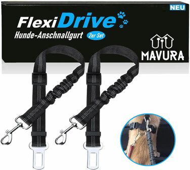 Автомобільний нашийник для собак FlexiDrive: безпечний, регульований, з поглинанням ударів (2 шт.)