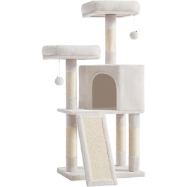 Дряпка для котів Feandrea, 115 см, кремово-білий колір, з дряпальним покриттям, 50 x 35 x 115 см