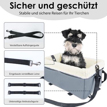 Автокрісло для собак та котів, сіре, до 5.4 кг