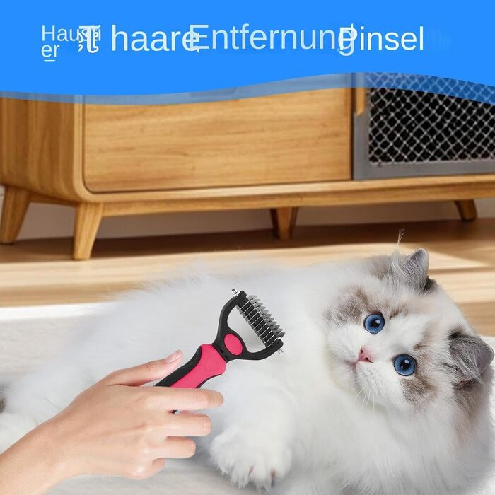 Щітка для видалення ковтунів у котів та собак, двостороння, для грумінгу, довговолої шерсті (сталевий гребінь)