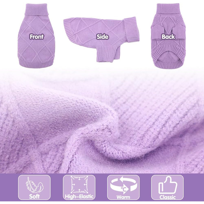 Пуловер для собак EMUST великих порід, еластичний, з рукавами, теплий, для осені та зими, зелений (XXXX-Large, фіолетовий)