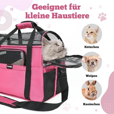 Транспортна сумка для котів та собак Zavothy, рожева, розмір M, з м'яким матрацом та регульованим ременем