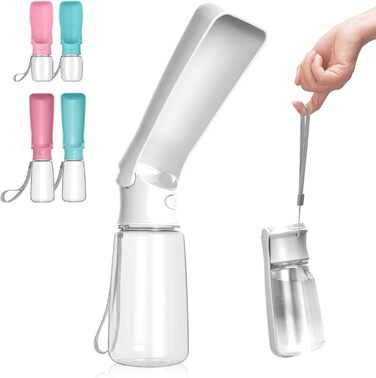 Складана пляшка для води для собак - портативна пляшка для тварин для собак та котів, для прогулянок, походів, подорожей (біла, 550 мл)