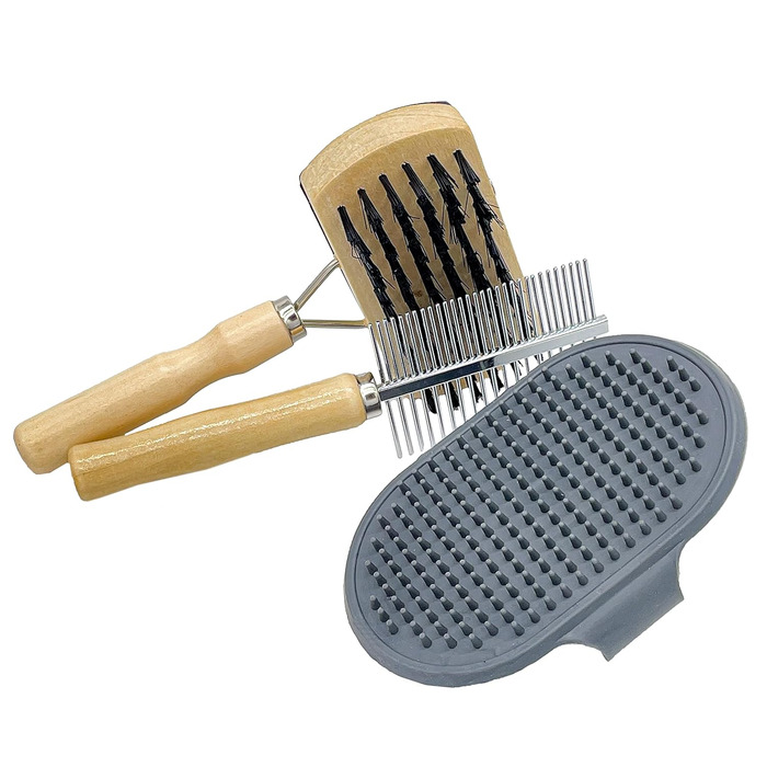 Набір щіток для собак та котів преміум-класу 3 в 1: щітка, зчесалка, гребінець | Для довгої, короткої шерсті, підшерстка