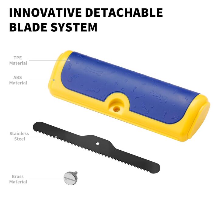 Щітка для собак та котів – двоколірна синьо-жовта, видаляє відмерле волосся та підшерсток, для собак та котів