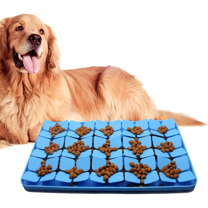 Килимок для ласощів для собак, силіконовий, з розширеннями, для зменшення нудьги, зелений (блакитний)