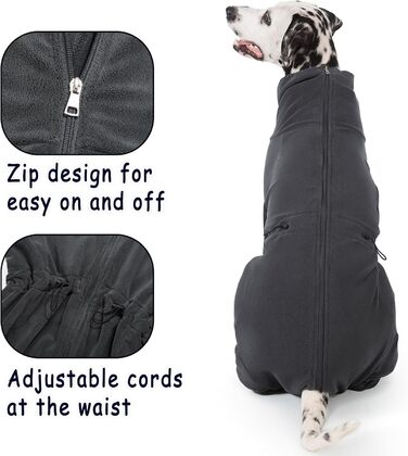 Теплий флісовий пуловер для собак Axcimond: зимовий одяг для маленьких, середніх та великих собак. Зіпсованість на блискавці. Сірий колір.