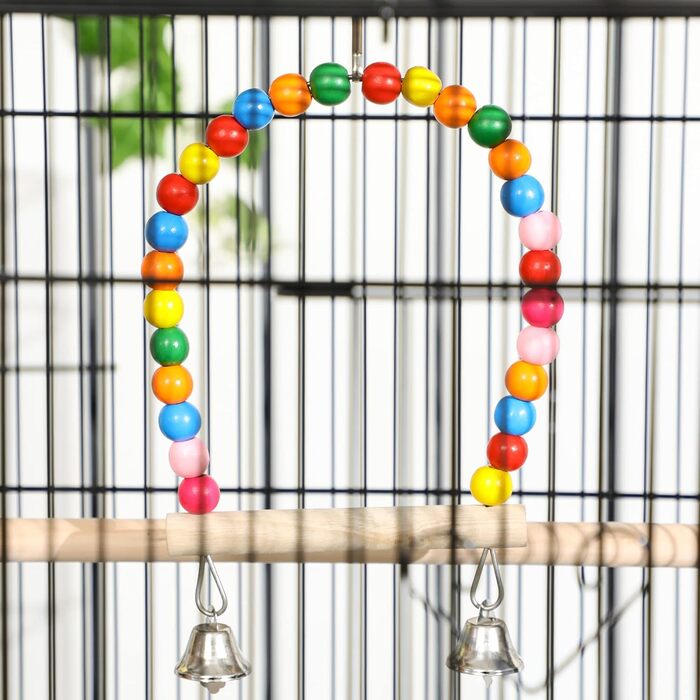 Клітка для птахів PawHut на колесах, з 4 годівницями та 3 сідалами, 79x49x133 см, чорна