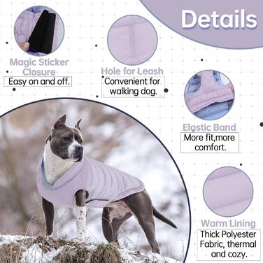 Водонепроникний та вітронепроникний зимовий теплий куртка для собак Lelepet, Puffer-жилет, для маленьких собак, Chihuahua, зелений, розмір 3XL, фіолетовий