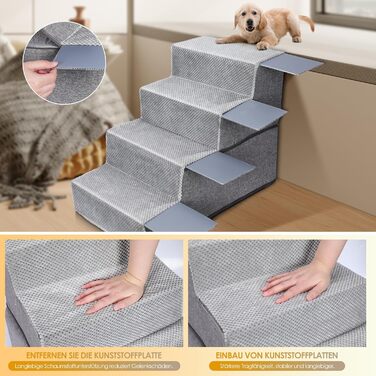 Сходинки для собак 3 ступені, антиковзаюча драбина для маленьких собак, миюча сходинка для собак 40 см заввишки, портативна рампочка для собак/кішок з миючим покриттям для дивану/ліжка