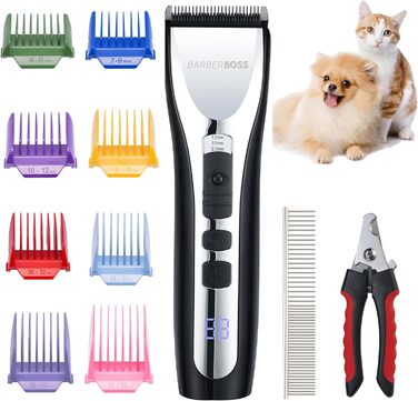 Набір для грумінгу тварин BarberBoss: бездротовий тихий тример для густого та спутанного хутра, акумуляторна шерстьова ножиця, тример для подушечок лап