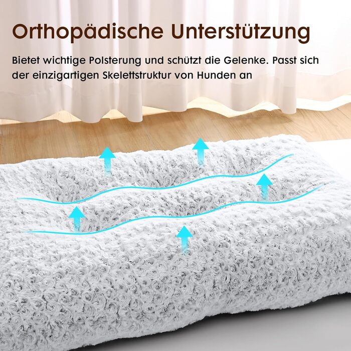 М'яке ортопедичне ліжко для собак Homaxy, великих порід, 120x74x10 см, біле. Зручна, з антиковзним покриттям, легко миється.