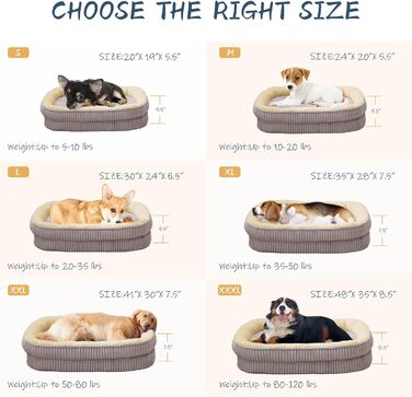 Ортопедичне собаче ліжко для середніх порід, м'яке диван-ліжко для собак, овальне, з підголовником, знімний чохол, 76x61x16 см, сірий колір