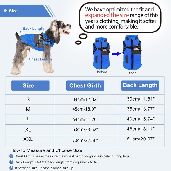 Теплий зимовий одяг для собак, куртка та жилет для маленьких та середніх порід, з світловідбиваючим жилетом, блакитний (S, блакитний)