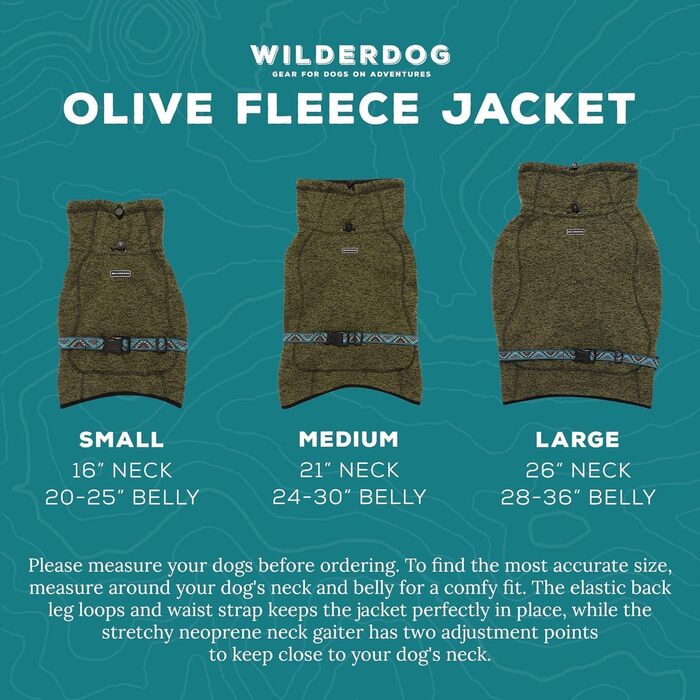 Wilderdog флісова куртка для собак з неопреновою шийною пов'язкою, розмір M, оливкова