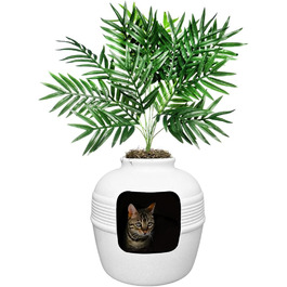 Котлован для котів Good Pet Stuff з штучною рослиною, білий, 51 x 50 см, з фільтром запаху